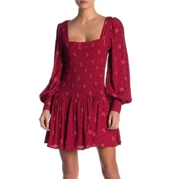 Free People Two Faces Print Ruby Mini Dress NWT Small - Picture 1 of 12